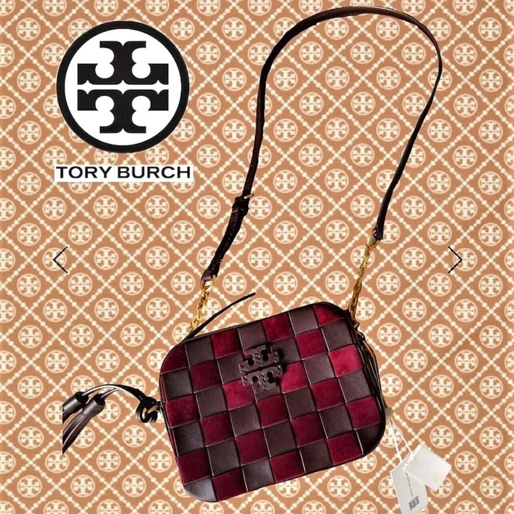 Tory Burch McGraw Woven Leather Camera Bag